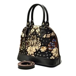 Malya Leather Bag - Water Repellent | Stamped Batik or Troso Handwoven Fabric