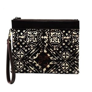 Leather Handbag - Water Repellent | Stamped Batik or Troso Handwoven Fabric