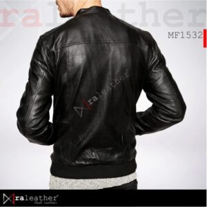 premium bomber jacket men leather stylish casual streetwear design detail1