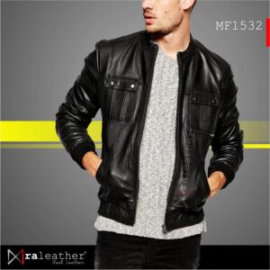 men bomber leather jacket MF1532 genuine sheepskin RA Leather Garut