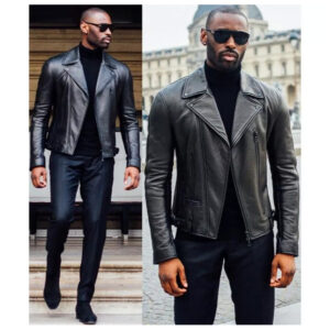Close up YKK zipper and sheep leather texture RA Leather custom biker jacket detail