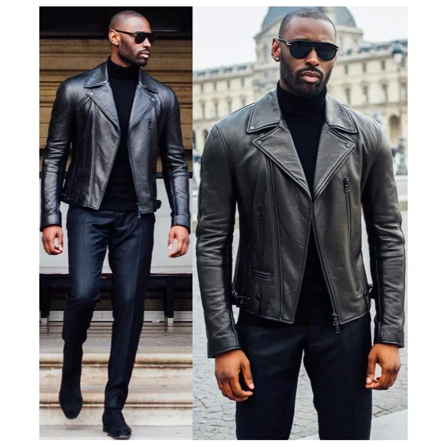 Custom Biker Jacket Close up YKK zipper and sheep leather texture RA Leather custom biker jacket detail
