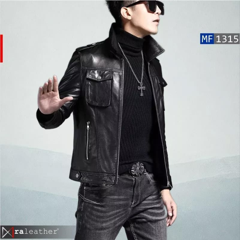 Jaket Kulit MF1315 Pria – Kulit Domba Asli Garut RA Leather jaket kulit pria MF1315 modern maskulin kulit asli garut1