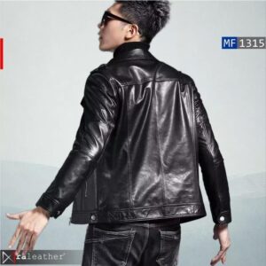 modern men leather jacket premium stitching casual stylish design
