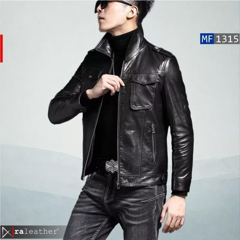 Jaket Kulit MF1315 Pria – Kulit Domba Asli Garut RA Leather2 men’s leather jacket MF1315 genuine sheepskin RA Leather Garut