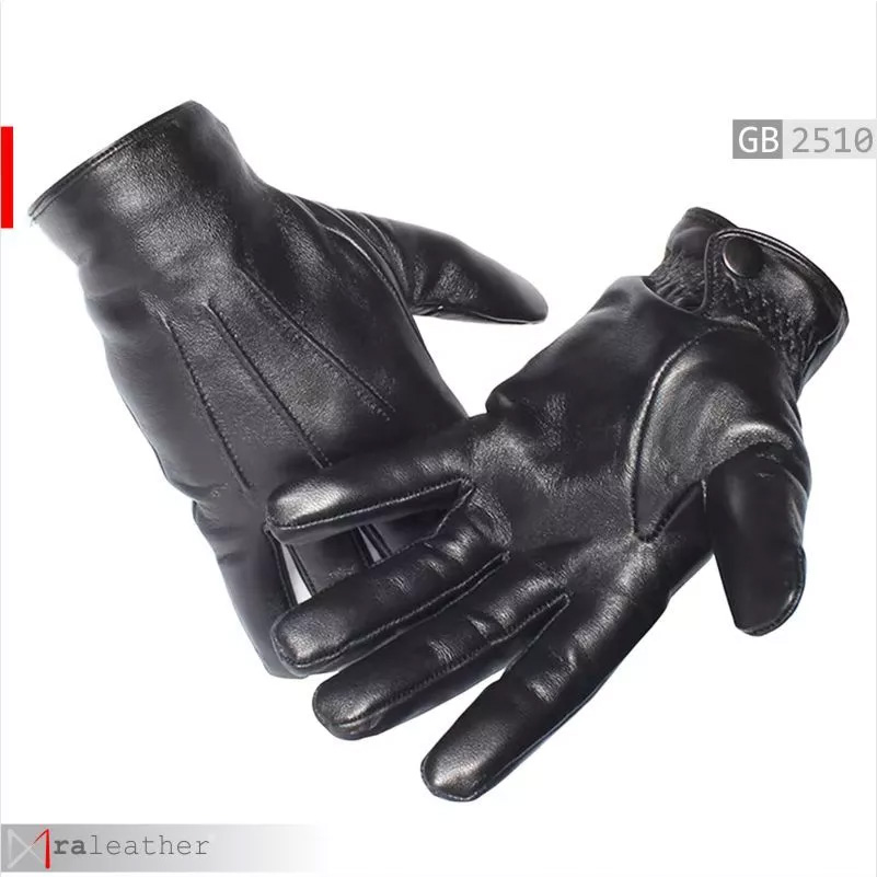 Leather gloves RA Leather GB2510 mens full finger textured genuine leather gloves elegant decorative stitching front view