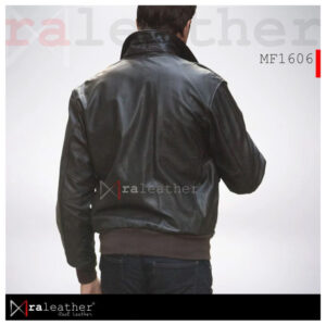 Men's black and red stripe biker jacket RA Leather MF1203 genuine Garut sheep leather motorcycle style
