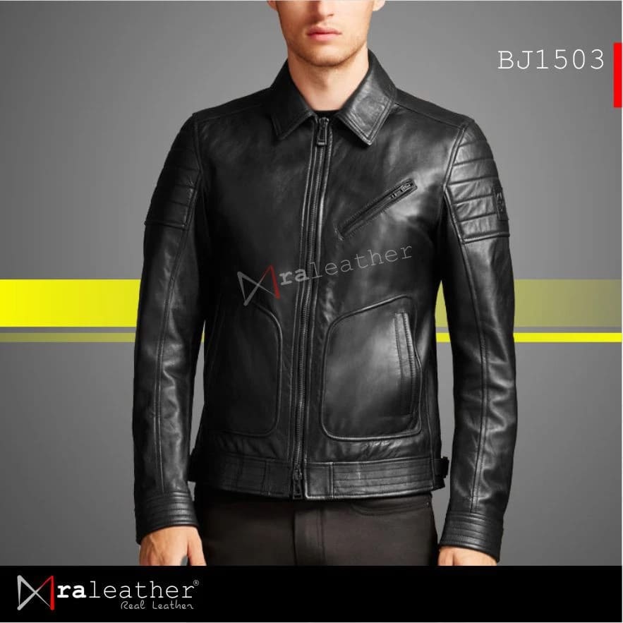 Men's Biker Leather Jacket BJ1503 – 100 Genuine Sheepskin RA Leather Garut Handmade RA Leather jacket from Garut Indonesia premium quality design