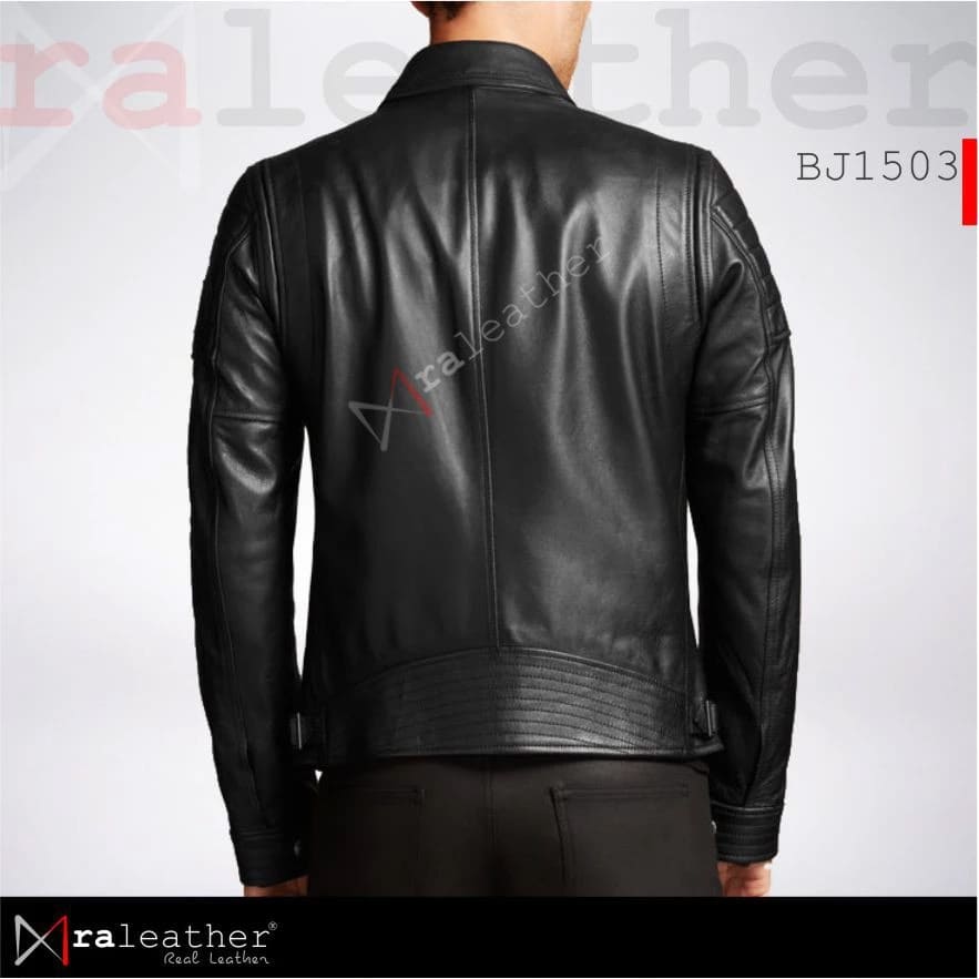 Men’s Biker Leather Jacket BJ1503 – 100 Genuine Sheepskin RA Leather Garut1 Men's biker leather jacket BJ1503 made from genuine sheepskin leather