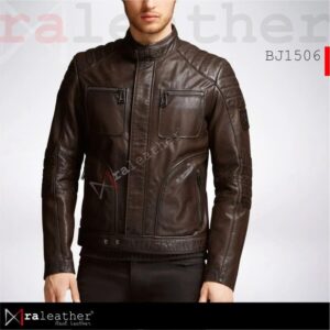 Stylish masculine leather jacket for motorcycle and streetwear fashion