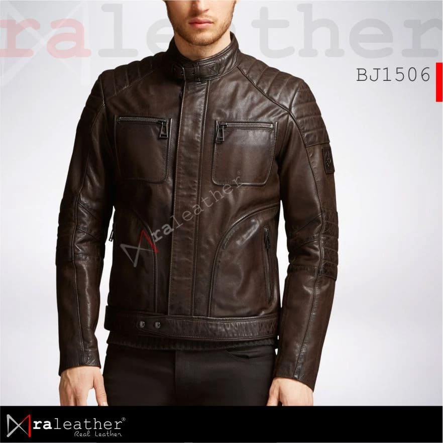 Men’s Biker Leather Jacket BJ1506 – Premium Genuine Sheepskin RA Leather Garut2 Stylish masculine leather jacket for motorcycle and streetwear fashion