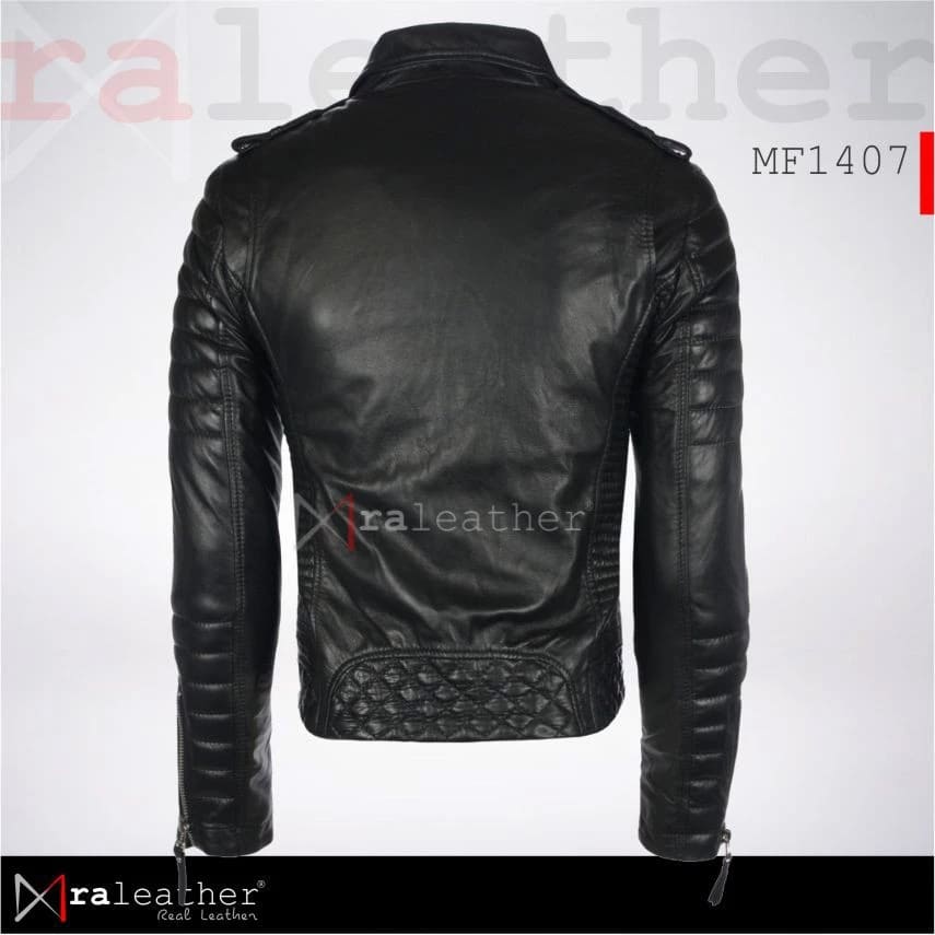 Men’s Biker Leather Jacket MF1407 – 100 Genuine Sheepskin RA Leather Garut Stylish masculine leather jacket for motorcycle and streetwear fashion