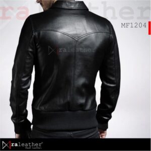 Men's bomber leather jacket RA Leather MF1204 genuine Garut sheep leather classic casual wear