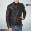 Men’s bomber leather jacket MF1508 made from genuine sheepskin leather