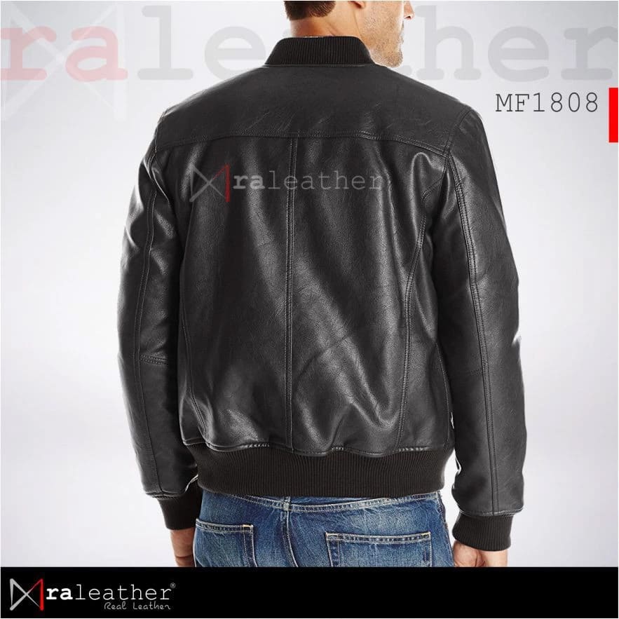 Men’s Bomber Leather Jacket MF1808 – 100 Genuine Sheepskin RA Leather Garut Premium Handmade RA Leather jacket from Garut Indonesia premium bomber style