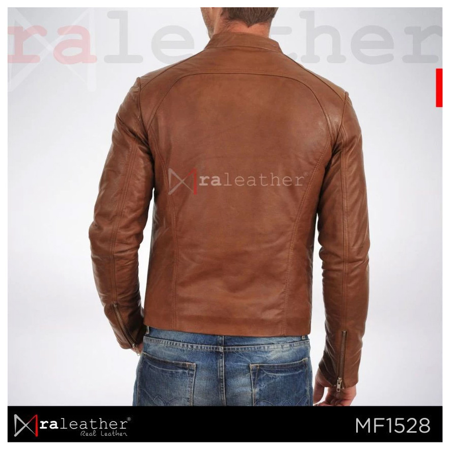 Men’s Casual Leather Jacket 100% Genuine Garut Sheep Leather1 Men's casual leather jacket RA Leather MF1528 genuine Garut sheep leather everyday wear