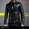 RA Leather MF1211 mens casual stylish leather jacket 100 percent genuine Garut sheep leather black front view