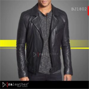 Handmade Indonesian leather jacket with YKK zipper and biker style design