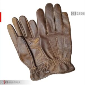 Men’s vintage brown leather gloves GB2506 full finger RA Leather