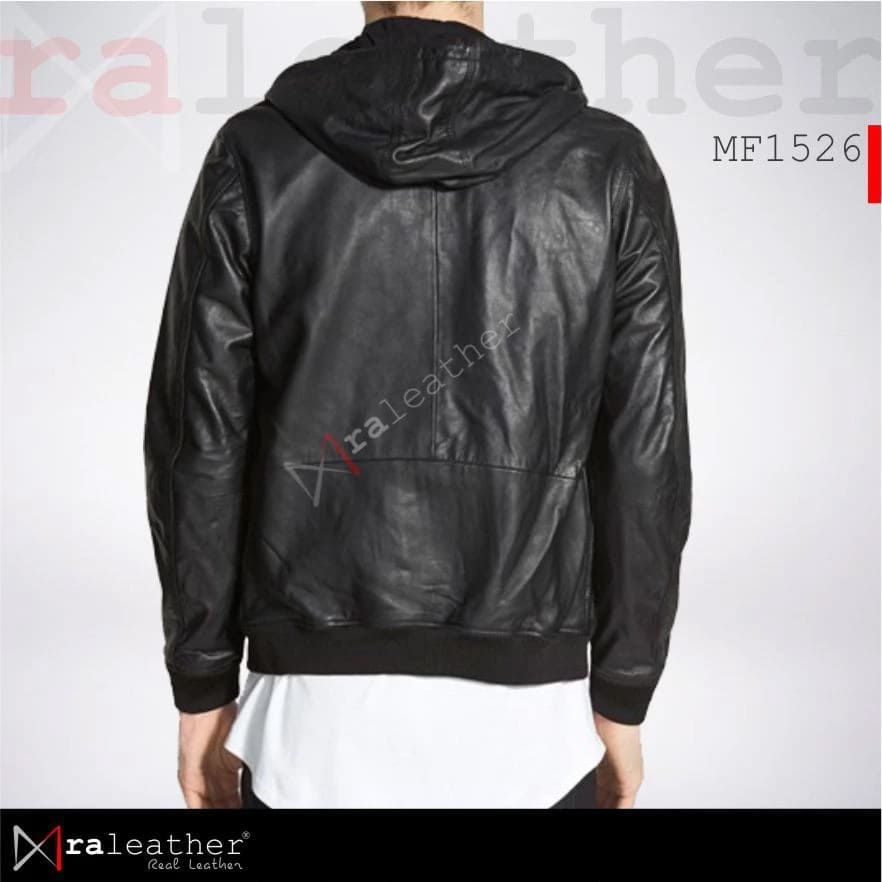 Men’s Leather Hoodie Jacket MF1526 – RA Leather Sheepskin Garut premium hoodie leather jacket men streetwear casual fashion style