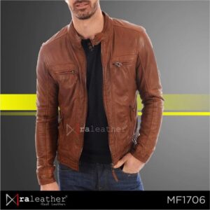Men’s leather jacket MF1706 made from genuine sheepskin leather RA Leather