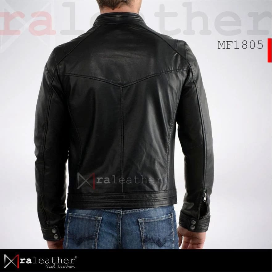 Men’s Leather Jacket MF1805 – 100 Genuine Sheepskin RA Leather Garut Premium Stylish men’s casual leather jacket MF1805 for everyday wear