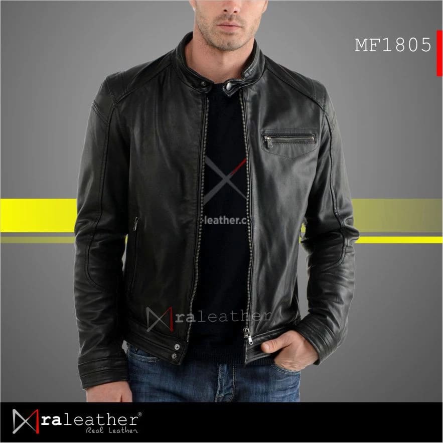 Men’s Leather Jacket MF1805 – 100 Genuine Sheepskin RA Leather Garut Premium2 Men’s leather jacket MF1805 made from genuine sheepskin leather RA Leather