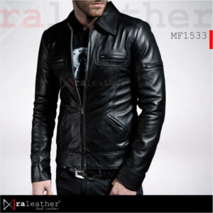 Men's casual stylish leather jacket RA Leather MF1533 genuine Garut sheep leather daily wear