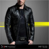 RA Leather MF1533 mens original Garut sheep leather jacket casual stylish black front view