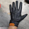 RA Leather GB2505 mens full finger plain black genuine leather gloves premium front view