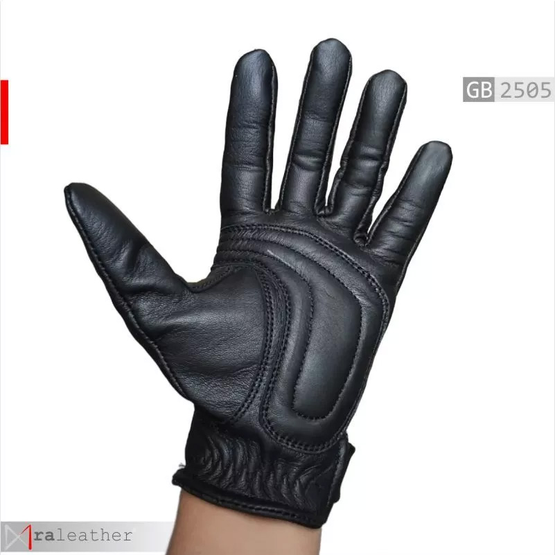 Men’s Premium Full-Finger Black Leather Gloves1 Black full finger leather gloves RA Leather GB2505 men motorcycling daily casual wear