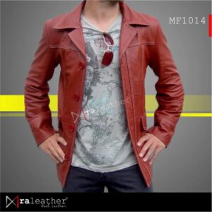 Safari leather jacket MF1014 inspired by Fight Club made from sheepskin