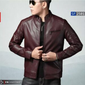 Men's slim fit biker jacket RA Leather SF2501 genuine sheep leather tailored modern fit