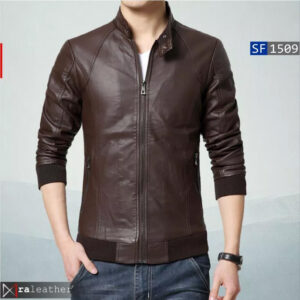 Men’s slim fit leather jacket SF1509 made from genuine sheepskin leather