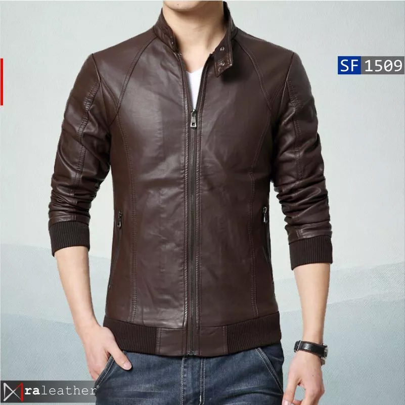 Men’s Slim Fit Leather Jacket SF1509 – 100% Genuine Sheepskin RA Leather Garut Premium Men’s slim fit leather jacket SF1509 made from genuine sheepskin leather