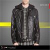 men’s leather jacket MF1803 removable hoodie genuine sheepskin RA Leather