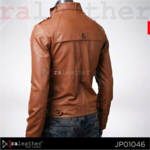 men slim fit leather jacket JP01046 genuine sheepskin RA Leather
