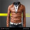 premium structured leather jacket men modern slim fit design detail