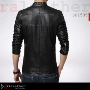 Men’s slim fit leather jacket SF1505 made from genuine sheepskin leather