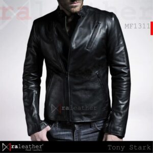 Tony Stark inspired leather jacket MF1311 made from genuine sheepskin