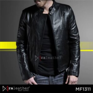 Stylish men’s leather jacket with cinematic inspired fashion look