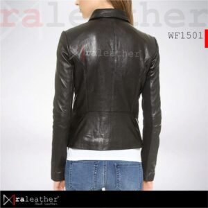 Women's biker jacket RA Leather WF1501 genuine Garut sheep leather classic motorcycle style