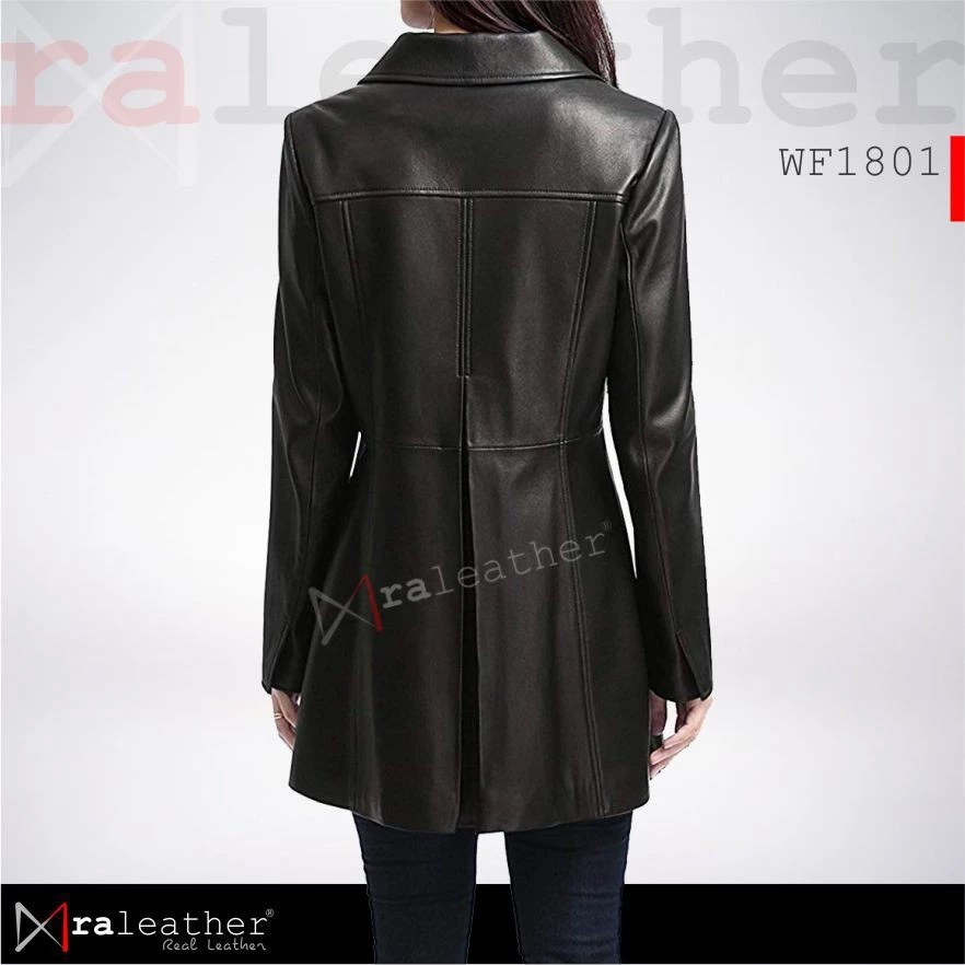 Women’s Long Leather Coat (Elegant & Classy) Women's long leather coat RA Leather LW1801 elegant classy style genuine sheep leather
