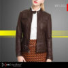RA Leather WF1811 womens genuine sheep leather jacket black semi-formal