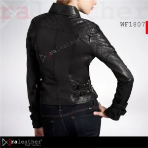 Slim fit women leather jacket edgy biker style WF1807