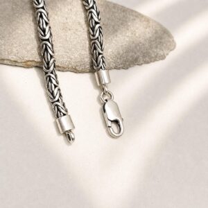 Bold oxidized silver King chain necklace handmade artisan jewelry Bali