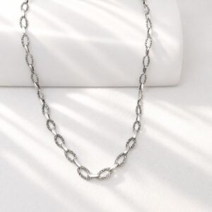 Boho style sterling silver ornate chain necklace handmade Bali silver