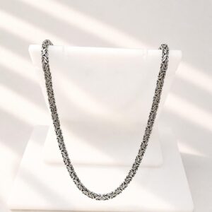 Thick Byzantine silver chain necklace unisex handmade 5mm design
