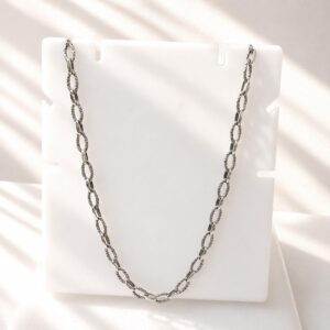 Oxidized sterling silver statement chain necklace unisex handmade design