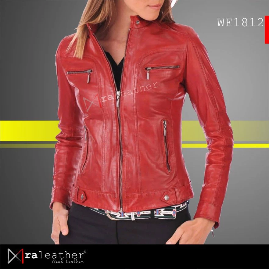 Stylish Women Leather Jacket WF1812 Everyday Wear Design Slim fit women leather jacket WF1812 minimalist style RA Leather Garut